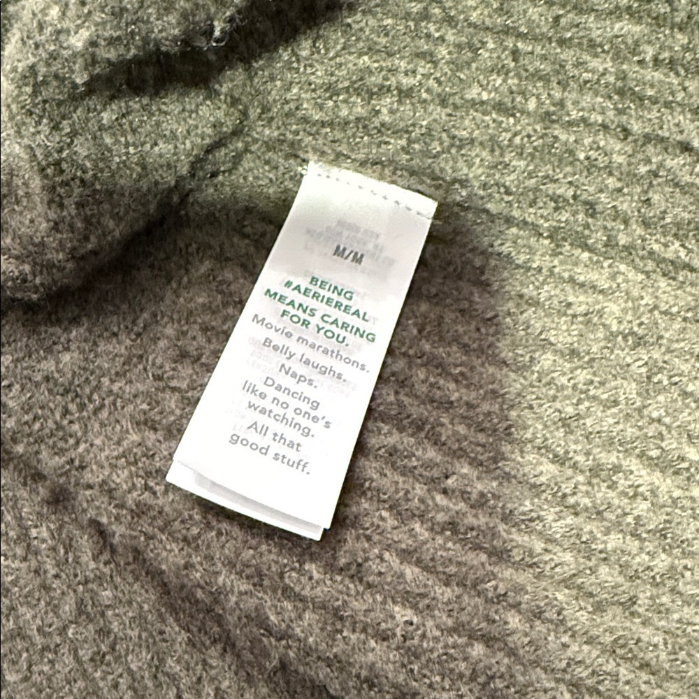 Aerie oversized Cozy Hunter Green Striped Women's Sweater - Picture 4 of 5